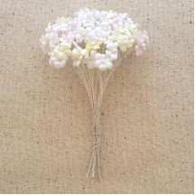 Bundle of Pale Yellow, Pink and White Satin Forget me Nots ~ Vintage Germany ~ Old Store Stock